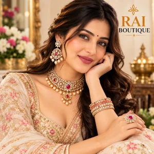 Elegant Gold & Ruby Jewellery Set